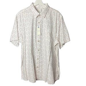 ROWM Men's Textured Twill Bull Head Print Short Sleeve Sportshirt Size XL